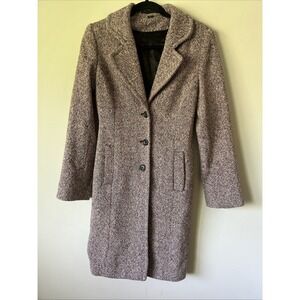 Express Pink Tweed Dress Coat Jacket Winter Career Size Small Wool Blend